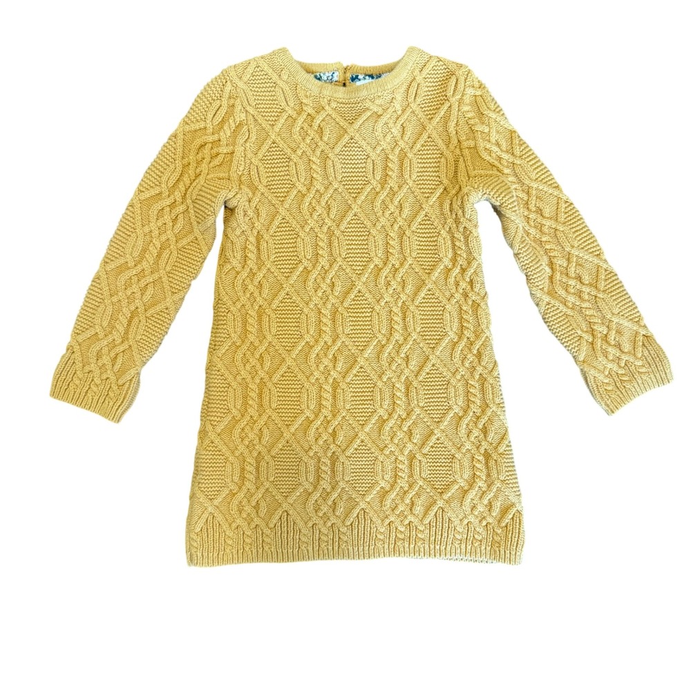 Adrienne Vittadini Girl Marigold Yellow Cable Knit Sweater Dress Toddler Size 4T